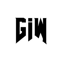 Obraz premium GIW letter logo design for technology company. GIW logo design black and white color combination. GIW logo, GIW vector, GIW design, GIW icon, GIW alphabet. GIW typography logo design.