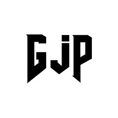 Fototapeta premium GJP letter logo design for technology company. GJP logo design black and white color combination. GJP logo, GJP vector, GJP design, GJP icon, GJP alphabet. GJP typography logo design.