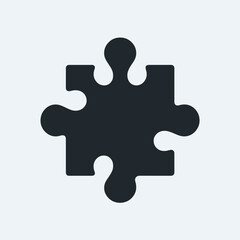 Fototapeta premium Puzzle Piece silhouette in black on a white background