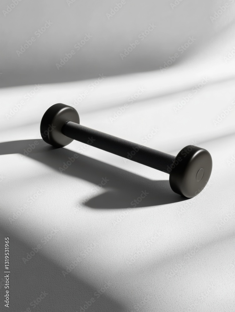 Poster fitness roller resting on a clean surface with well balanced light and shadow for a minimalist aesth