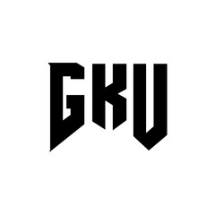 Obraz premium GKU letter logo design for technology company. GKU logo design black and white color combination. GKU logo, GKU vector, GKU design, GKU icon, GKU alphabet. GKU typography logo design.