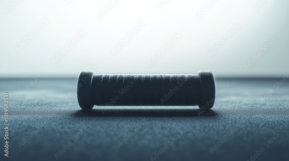 Poster single fitness roller on a flat surface showcasing a minimalist design and ample negative space for 