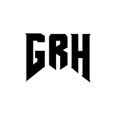 GRH letter logo design for technology company. GRH logo design black and white color combination. GRH logo, GRH vector, GRH design, GRH icon, GRH alphabet. GRH typography logo design.