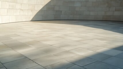 Fototapeta premium Light Beige and Off White Square Tiles Floor and Wall with Shadow and Light