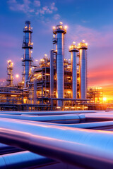 Industrial refinery complex at sunset (2)