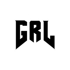 GRL letter logo design for technology company. GRL logo design black and white color combination. GRL logo, GRL vector, GRL design, GRL icon, GRL alphabet. GRL typography logo design.