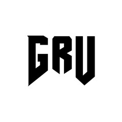 GRU letter logo design for technology company. GRU logo design black and white color combination. GRU logo, GRU vector, GRU design, GRU icon, GRU alphabet. GRU typography logo design.