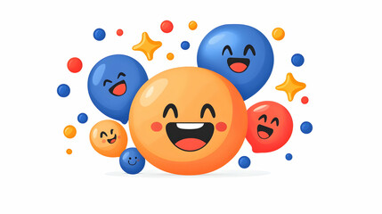 Naklejka premium Joyful cartoon emoji bubbles