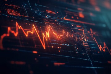 Digital Technology Interface with Fluctuating Orange Waveform on Grid