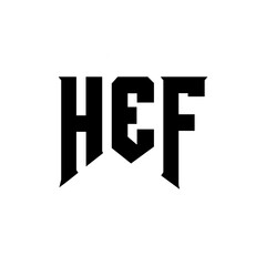 Obraz premium HEF letter logo design for technology company. HEF logo design black and white color combination. HEF logo, HEF vector, HEF design, HEF icon, HEF alphabet. HEF typography logo design.