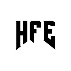 HFE letter logo design for technology company. HFE logo design black and white color combination. HFE logo, HFE vector, HFE design, HFE icon, HFE alphabet. HFE typography logo design.