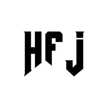 HFJ letter logo design for technology company. HFJ logo design black and white color combination. HFJ logo, HFJ vector, HFJ design, HFJ icon, HFJ alphabet. HFJ typography logo design.