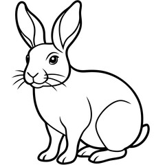 One-Line Rabbit Vector Drawing
