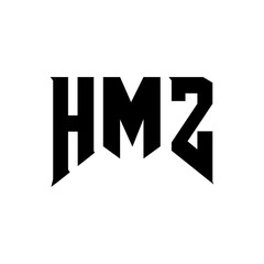 HMZ letter logo design for technology company. HMZ logo design black and white color combination. HMZ logo, HMZ vector, HMZ design, HMZ icon, HMZ alphabet. HMZ typography logo design.