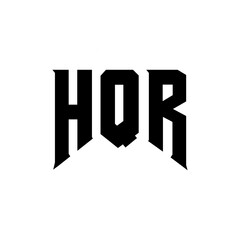 HQR letter logo design for technology company. HQR logo design black and white color combination. HQR logo, HQR vector, HQR design, HQR icon, HQR alphabet. HQR typography logo design.