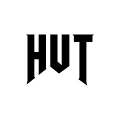 HUT letter logo design for technology company. HUT logo design black and white color combination. HUT logo, HUT vector, HUT design, HUT icon, HUT alphabet. HUT typography logo design.