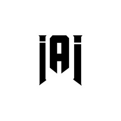 IAI letter logo design for technology company. IAI logo design black and white color combination. IAI logo, IAI vector, IAI design, IAI icon, IAI alphabet. IAI typography logo design.