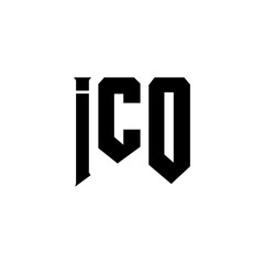 ICO letter logo design for technology company. ICO logo design black and white color combination. ICO logo, ICO vector, ICO design, ICO icon, ICO alphabet. ICO typography logo design.