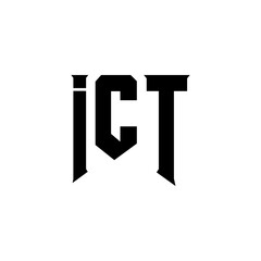 ICT letter logo design for technology company. ICT logo design black and white color combination. ICT logo, ICT vector, ICT design, ICT icon, ICT alphabet. ICT typography logo design.