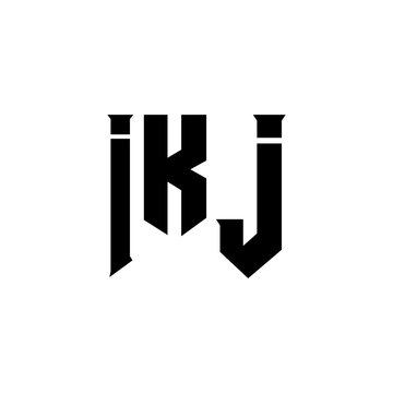 IKJ letter logo design for technology company. IKJ logo design black and white color combination. IKJ logo, IKJ vector, IKJ design, IKJ icon, IKJ alphabet. IKJ typography logo design.