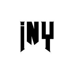 INY letter logo design for technology company. INY logo design black and white color combination. INY logo, INY vector, INY design, INY icon, INY alphabet. INY typography logo design.