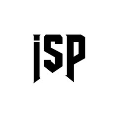 ISP letter logo design for technology company. ISP logo design black and white color combination. ISP logo, ISP vector, ISP design, ISP icon, ISP alphabet. ISP typography logo design.