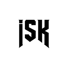 ISK letter logo design for technology company. ISK logo design black and white color combination. ISK logo, ISK vector, ISK design, ISK icon, ISK alphabet. ISK typography logo design.