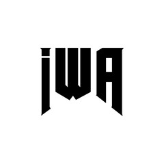 IWA letter logo design for technology company. IWA logo design black and white color combination. IWA logo, IWA vector, IWA design, IWA icon, IWA alphabet. IWA typography logo design.