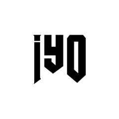 IYO letter logo design for technology company. IYO logo design black and white color combination. IYO logo, IYO vector, IYO design, IYO icon, IYO alphabet. IYO typography logo design.