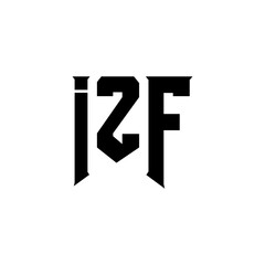 IZF letter logo design for technology company. IZF logo design black and white color combination. IZF logo, IZF vector, IZF design, IZF icon, IZF alphabet. IZF typography logo design.