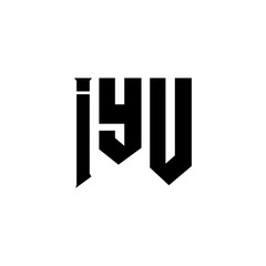 IYU letter logo design for technology company. IYU logo design black and white color combination. IYU logo, IYU vector, IYU design, IYU icon, IYU alphabet. IYU typography logo design.