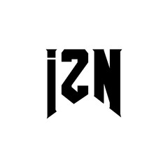IZN letter logo design for technology company. IZN logo design black and white color combination. IZN logo, IZN vector, IZN design, IZN icon, IZN alphabet. IZN typography logo design.