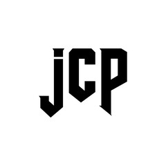 Obraz premium JCP letter logo design for technology company. JCP logo design black and white color combination. JCP logo, JCP vector, JCP design, JCP icon, JCP alphabet. JCP typography logo design.