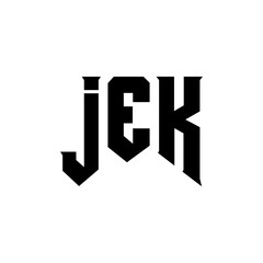JEK letter logo design for technology company. JEK logo design black and white color combination. JEK logo, JEK vector, JEK design, JEK icon, JEK alphabet. JEK typography logo design.