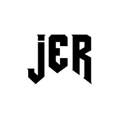 Obraz premium JER letter logo design for technology company. JER logo design black and white color combination. JER logo, JER vector, JER design, JER icon, JER alphabet. JER typography logo design.