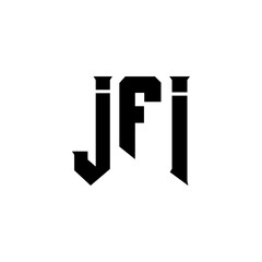 JFI letter logo design for technology company. JFI logo design black and white color combination. JFI logo, JFI vector, JFI design, JFI icon, JFI alphabet. JFI typography logo design.