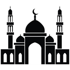 Islamic mosque silhouette vector, A beautiful mosque icon vector.