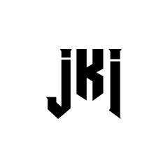 JKI letter logo design for technology company. JKI logo design black and white color combination. JKI logo, JKI vector, JKI design, JKI icon, JKI alphabet. JKI typography logo design.