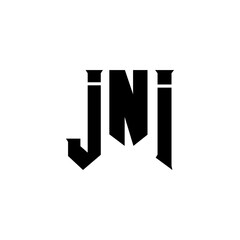 JNI letter logo design for technology company. JNI logo design black and white color combination. JNI logo, JNI vector, JNI design, JNI icon, JNI alphabet. JNI typography logo design.