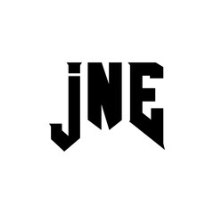 JNE letter logo design for technology company. JNE logo design black and white color combination. JNE logo, JNE vector, JNE design, JNE icon, JNE alphabet. JNE typography logo design.