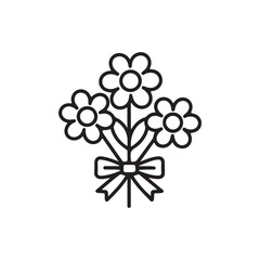 Simple Easter Flower Illustration &ndash; Minimalist Bouquet with Ribbon, Vintage Botanical Line Art for Seasonal Designs