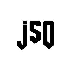 JSO letter logo design for technology company. JSO logo design black and white color combination. JSO logo, JSO vector, JSO design, JSO icon, JSO alphabet. JSO typography logo design.