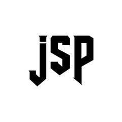 JSP letter logo design for technology company. JSP logo design black and white color combination. JSP logo, JSP vector, JSP design, JSP icon, JSP alphabet. JSP typography logo design.
