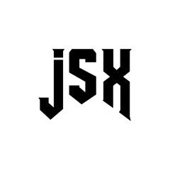 JSX letter logo design for technology company. JSX logo design black and white color combination. JSX logo, JSX vector, JSX design, JSX icon, JSX alphabet. JSX typography logo design.