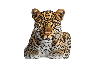 Obraz premium Tiger or leopard PNG file isolated on transparent background cut out, clipping path, social media, close up, high quality, web 