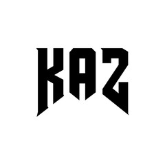 KAZ letter logo design for technology company. KAZ logo design black and white color combination. KAZ logo, KAZ vector, KAZ design, KAZ icon, KAZ alphabet. KAZ typography logo design.