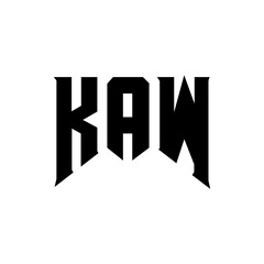 KAW letter logo design for technology company. KAW logo design black and white color combination. KAW logo, KAW vector, KAW design, KAW icon, KAW alphabet. KAW typography logo design.