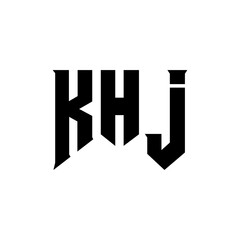 KHJ letter logo design for technology company. KHJ logo design black and white color combination. KHJ logo, KHJ vector, KHJ design, KHJ icon, KHJ alphabet. KHJ typography logo design.