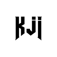 KJI letter logo design for technology company. KJI logo design black and white color combination. KJI logo, KJI vector, KJI design, KJI icon, KJI alphabet. KJI typography logo design.