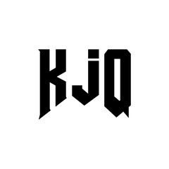 KJQ letter logo design for technology company. KJQ logo design black and white color combination. KJQ logo, KJQ vector, KJQ design, KJQ icon, KJQ alphabet. KJQ typography logo design.